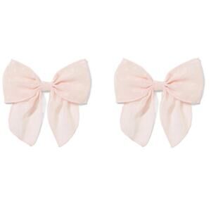 JANIE AND JACK 2-Piece Sheer Blush Pink Swiss Dot Bow Hair Clips Barrettes - NWT